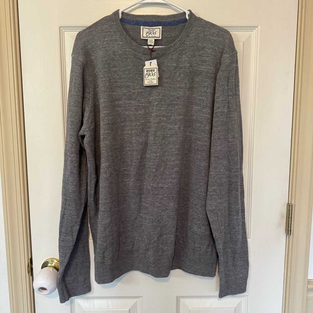 Jos A Bank 1905 Crewneck Sweater Men’s Cotton Pullover Gray Size XXL NWT $119